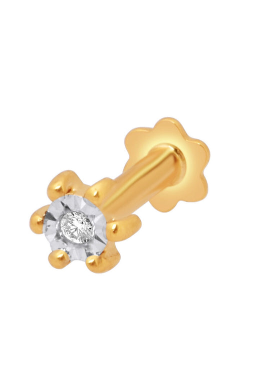 Diamond studded gold nose pin