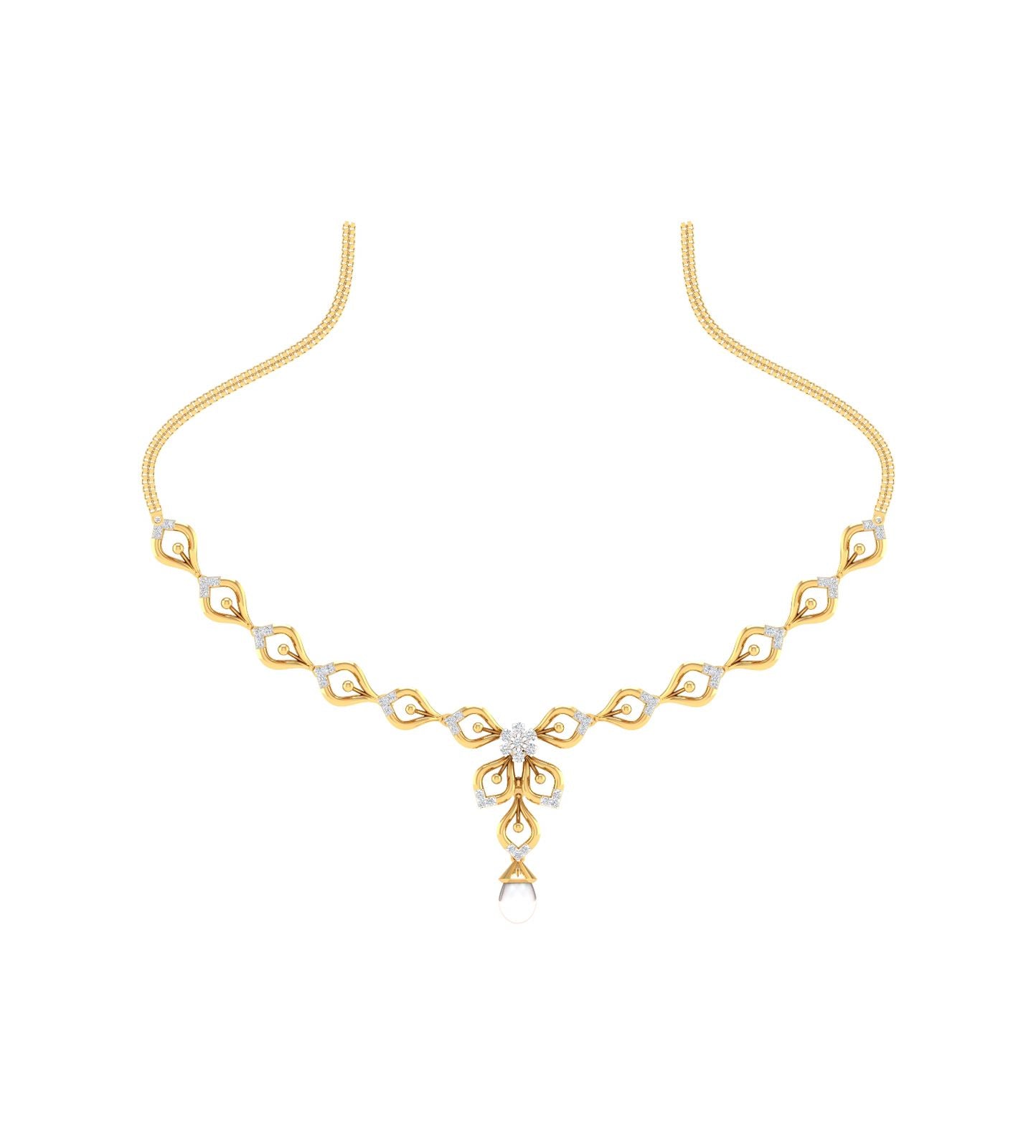 Diamond Studded Gold Necklace